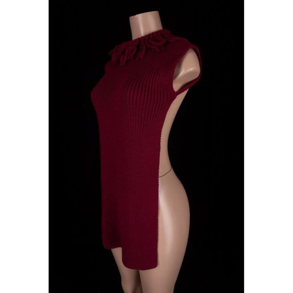 VALENTINO S Maglia Open-back Fringe-trimmed Wool Tunic - Picture 4 of 10